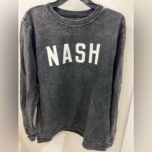 🖤 Washed Black “NASH” Waffle Knit Long Sleeve (S)